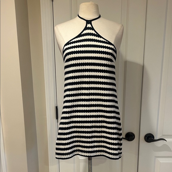 Motel Other - New Motel Black and White Striped Halter coverup Dress